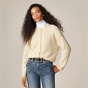 Supersoft Pointelle Bubble-Hem Cardigan